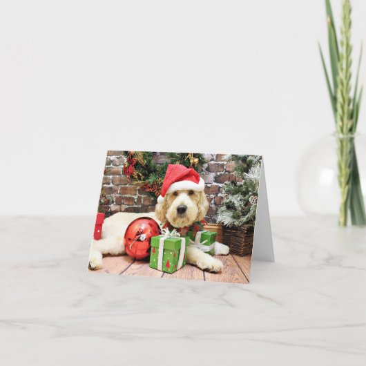 Kerstmis - GoldenDoodle - Gus Feestdagen Kaart (Voorkant)