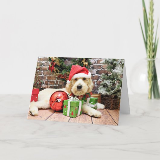Kerstmis - GoldenDoodle - Gus Feestdagen Kaart (Voorkant)