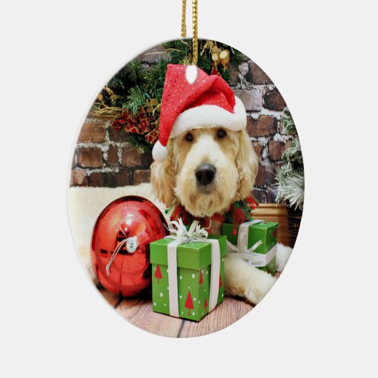 Kerstmis - GoldenDoodle - Gus Keramisch Ornament (Rechts)