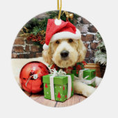 Kerstmis - GoldenDoodle - Gus Keramisch Ornament (Voorkant)