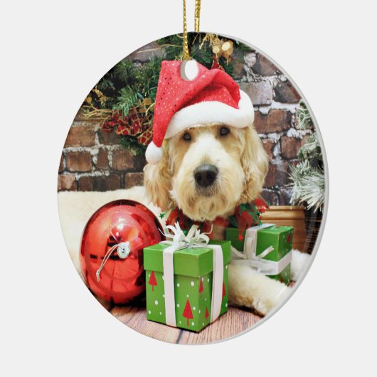 Kerstmis - GoldenDoodle - Gus Keramisch Ornament (Links)