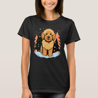 Kerstmis Goldendoodle Kerstman op Kerstmis Gouden T-shirt