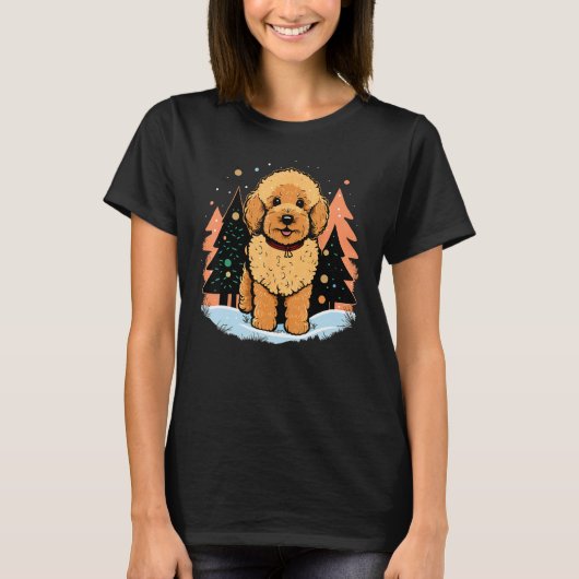 Kerstmis Goldendoodle Kerstman op Kerstmis Gouden T-shirt (Voorkant)