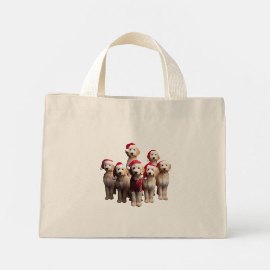 Kerstmis Goldendoodle, Kerstmis Labradoodle Hond Mini Tote Bag (Achterkant)
