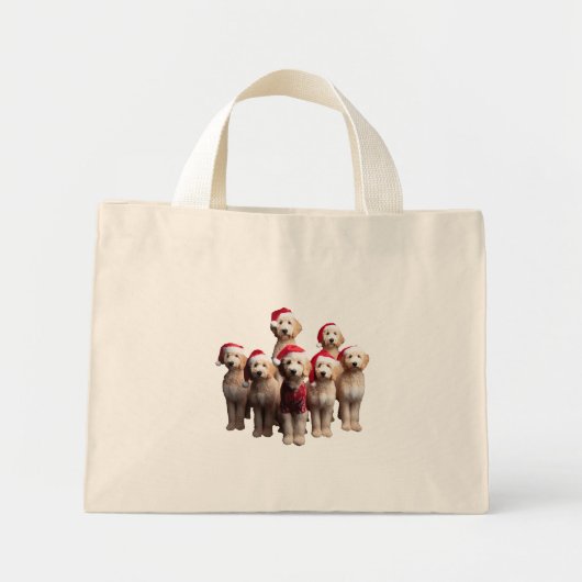 Kerstmis Goldendoodle, Kerstmis Labradoodle Hond Mini Tote Bag (Voorkant)