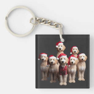 Kerstmis Goldendoodle, Kerstmis Labradoodle Hond Sleutelhanger