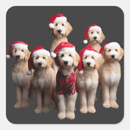 Kerstmis Goldendoodle, Kerstmis Labradoodle Hond Vierkante Sticker (Voorkant)