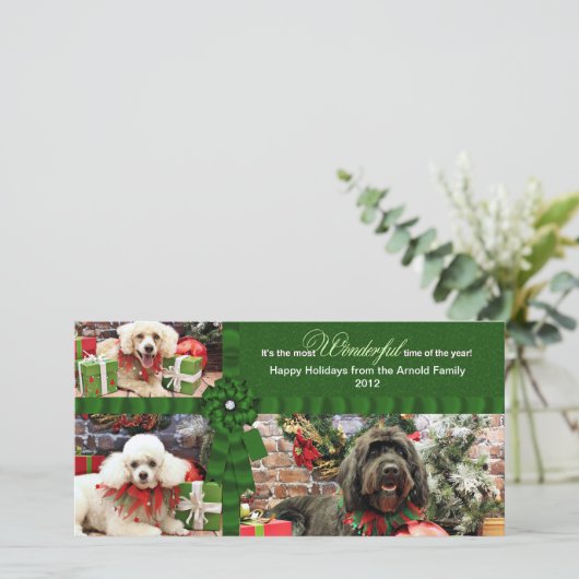 Kerstmis - GoldenDoodle Poedel Cockapoo - Arnold Feestdagenkaart (Staand voorkant)