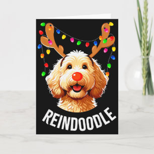 Kerstmis Goldendoodle Rendier Doodle Hond Reindoo Kaart