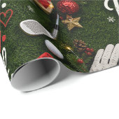 Kerstmis golf grappige spreuk op groen gras cadeaupapier (Rol Hoek)