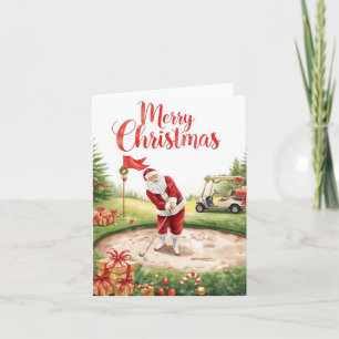 Kerstmis golf Laten we een tee afslaan met de Ker Feestdagen Kaart