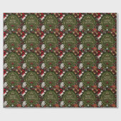 Kerstmis-golf op groen gras cadeaupapier (Vlak)