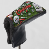 Kerstmis-golf op groen gras golfheadcover (3/4 voorkant)