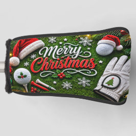 Kerstmis-golf op groen gras golfheadcover