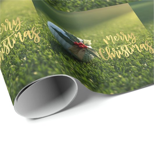 Kerstmis-golf op Putting Green Cadeaupapier (Rol Hoek)