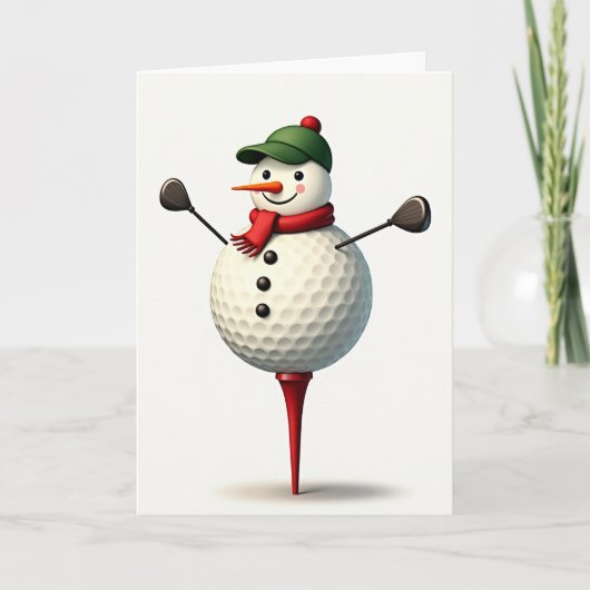 Kerstmis Golf Sneeuwman Kaart (Voorkant)