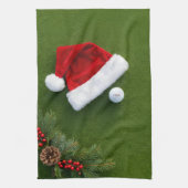 Kerstmis golf thema op groen gras theedoek (Verticaal)