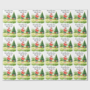 Kerstmis golf thema voor golfer op de baan cadeaupapier