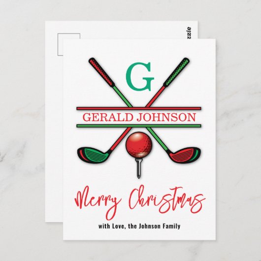 Kerstmis Golf Vakantie Ontwerp Briefkaart (Voorkant / Achterkant)