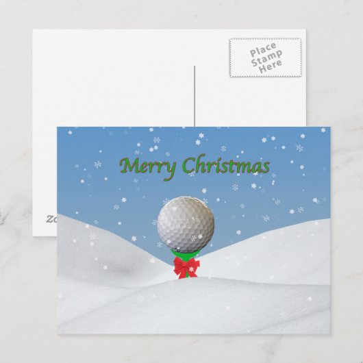 Kerstmis, Golfbal in de Sneeuw Feestdagenkaart (Voorkant / Achterkant)