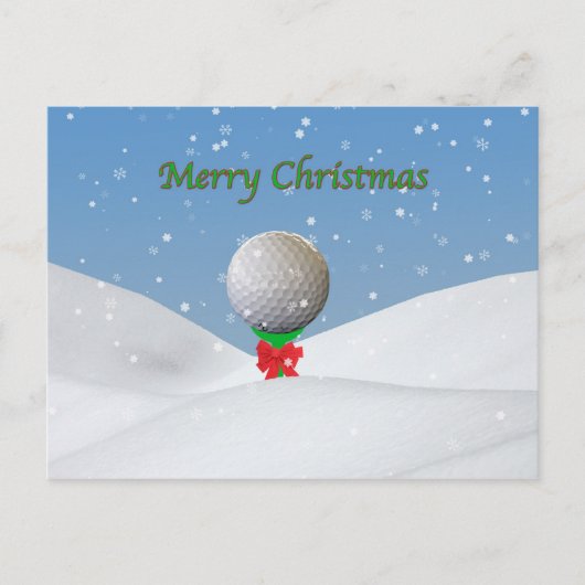 Kerstmis, Golfbal in de Sneeuw Feestdagenkaart (Voorkant)