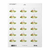 Kerstmis golfen met Kerstman die golf speelt Etiket (Full Sheet)