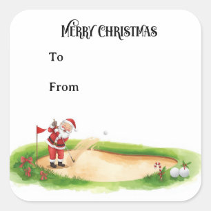 Kerstmis golfen met Kerstman die golf speelt Vierkante Sticker