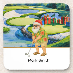 Kerstmis golfen met kerstman golfen  bier onderzetter