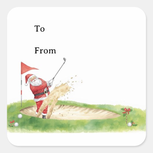 Kerstmis golfen met Kerstman golfen  Vierkante Sticker (Voorkant)