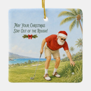 Kerstmis golfen met Kerstman golfend op green Keramisch Ornament