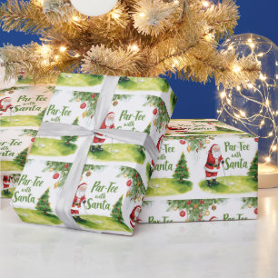 Kerstmis golfen met kerstman met grappige tekst cadeaupapier