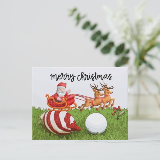 Kerstmis golfen met kerstman voor golfer feestdagenkaart (Staand voorkant)