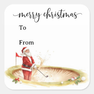 Kerstmis golfen met Sinterklaas voor golfer grappi Vierkante Sticker