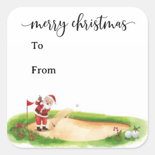 Kerstmis golfen met Sinterklaas voor grappige golf Vierkante Sticker