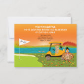 Kerstmis Golfkar Met Bewegende Dozen Aankondiging (Voorkant)