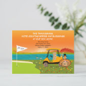 Kerstmis Golfkar Met Bewegende Dozen Aankondiging (Staand voorkant)