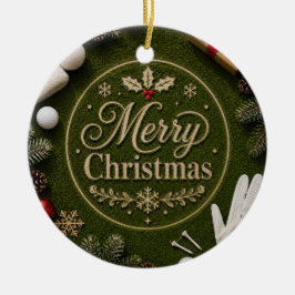 Kerstmis golfvakantie thema op groen gras keramisch ornament