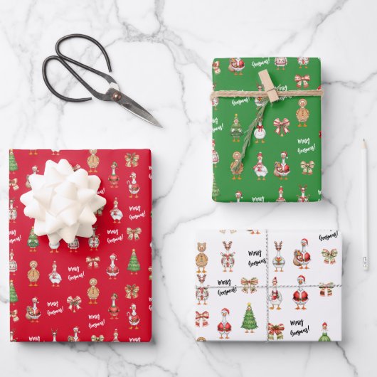 Kerstmis Goosman Kerstgans Inpakpapier Vel (Voorkant)