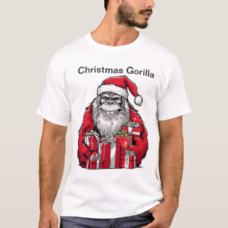 Kerstmis Gorilla Dragen Santa Hoed. T-shirt