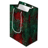 Kerstmis Gotische Grunge Rood & Groen Hulst Medium Cadeauzakje (Voorkant Gekanteld)