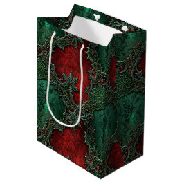 Kerstmis Gotische Grunge Rood & Groen Hulst Medium Cadeauzakje