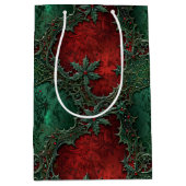 Kerstmis Gotische Grunge Rood & Groen Hulst Medium Cadeauzakje (Voorkant)