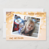 Kerstmis Goud en Witte Bokeh Foto Vakantie Feestdagenkaart (Voorkant)