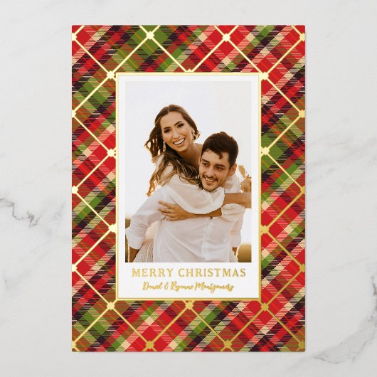 Kerstmis Goud Folie Feestdagenkaart (Voorkant)