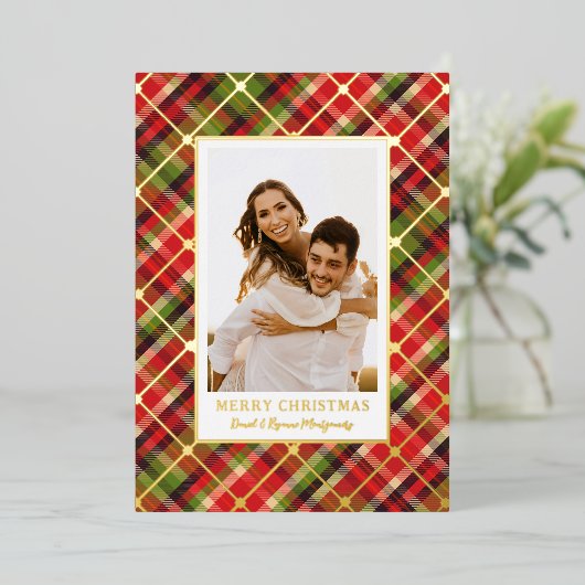 Kerstmis Goud Folie Feestdagenkaart (Staand Voorkant)