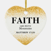 Kerstmis Goud Glitter Bijbel Verse Geloof Hart Keramisch Ornament (Voorkant)