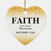 Kerstmis Goud Glitter Bijbel Verse Geloof Hart Keramisch Ornament (Achterkant)