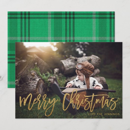 Kerstmis Goud Glitter Script Foto (Voorkant / Achterkant)