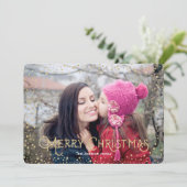 Kerstmis | Goud | Glitter-Stippen | Fotokaart Feestdagenkaart (Staand voorkant)