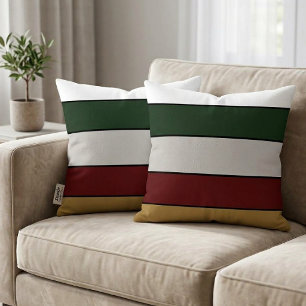 Kerstmis Goud Groen Rood Zilver en Witte Strepen Kussen